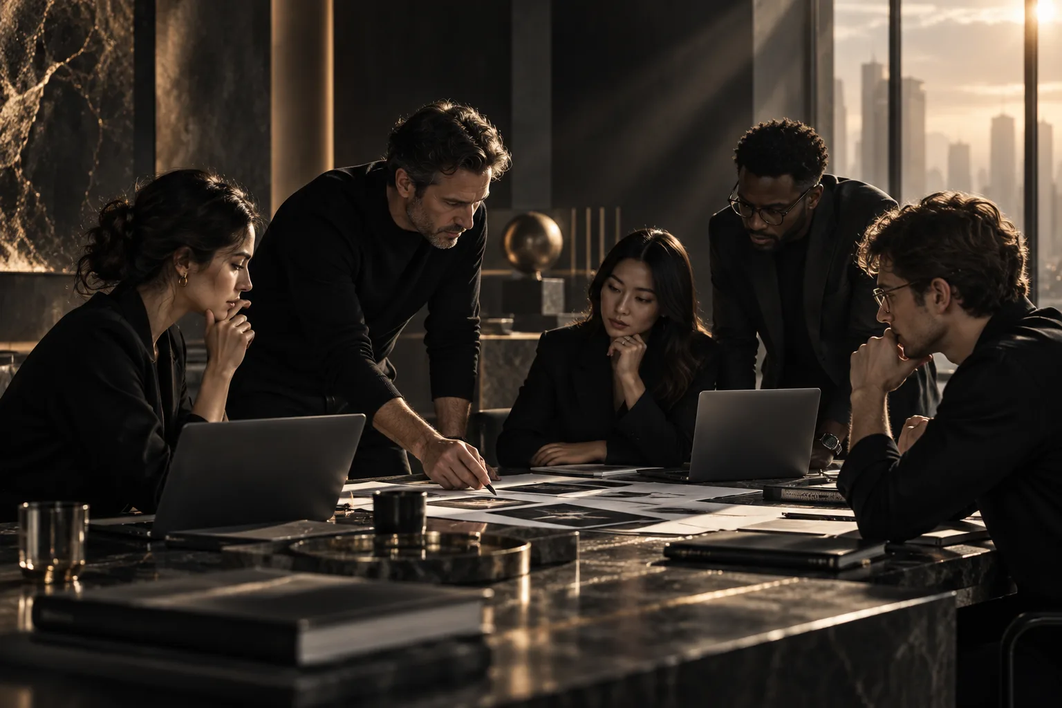 A multidisciplinary team collaborating around a table